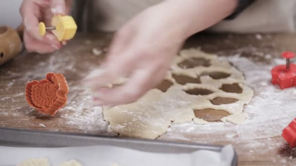 Langkah Demi Langkah Pemanggangan Musim Liburan Memanggang Kue Gula Untuk — Stok Video