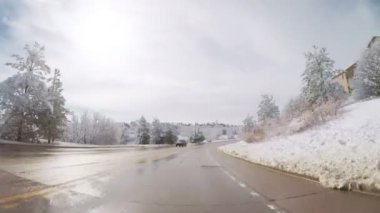 Denver, Colorado, ABD-27 Mart, 2018-Pov-sürüş sonra bahar kar iş parkın içinden fırtına