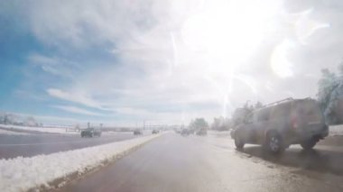 Denver, Colorado, ABD-27 Mart, 2018-Pov-sürüş sonra bahar kar iş parkın içinden fırtına