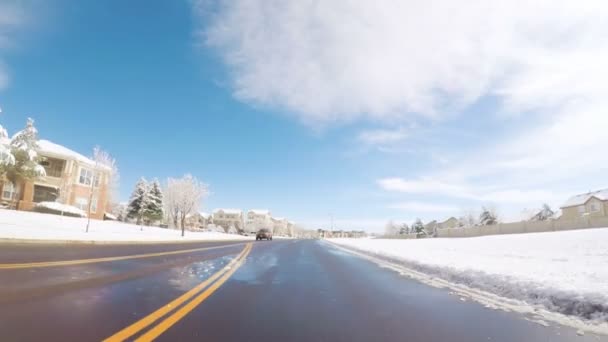 デンバー コロラド州 春の雪の嵐の後 2018 ハメ撮り 住宅街 — ストック動画