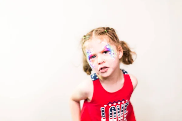 Portrait Little Girl Having Fun Jule 4Th Outfit — Stock Photo, Image