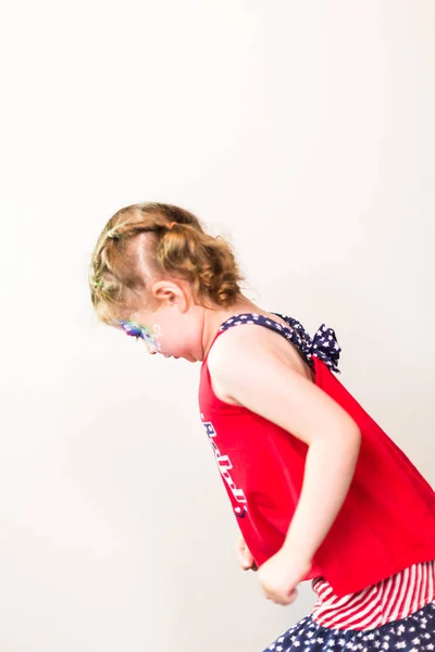 Portrait Little Girl Jumping Dancing — Stock Photo, Image