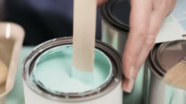 Ev Boyama proje başlatmak için sağlar. Metal boya... kutularını, Boya fırçaları ve boya renk örnekleri