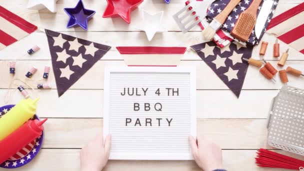 Bbq Partito Segno Una Lavagna Bianca Memo — Video Stock