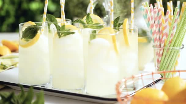 Grado Limonata Tradizionale Con Fetta Limone Fresco Menta — Video Stock