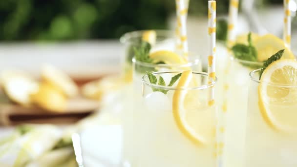 Krok Kroku Tradycyjne Lemoniady Plasterkiem Cytryny Mięty — Wideo stockowe