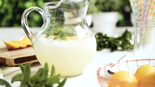 Step Step Traditional Lemonade Slice Fresh Lemon Mint — Stock Video