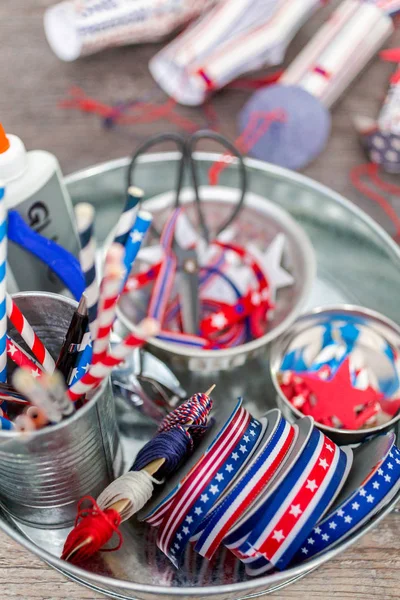 Paper Firecrackers Made Red White Blue Paper July 4Th Celebration — Stock Photo, Image