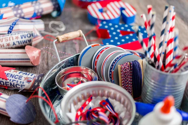 Paper Firecrackers Made Red White Blue Paper July 4Th Celebration — Stock Photo, Image
