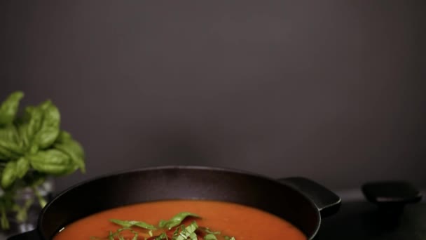 Soupe Tomates Rôties Dans Une Casserole Fonte — Video