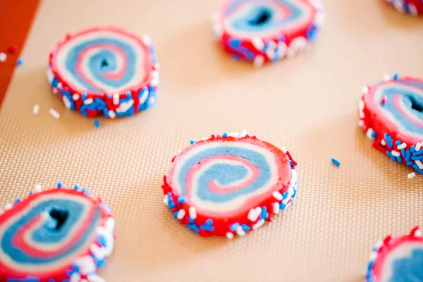 Ciasta Ciasteczko Cookie Cukru Czerwony Biały Niebieski Wiatraczek — Zdjęcie stockowe