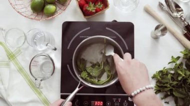 Adım adım. Çilek mojito üzerinden taze organik çilek şurubu hazırlama