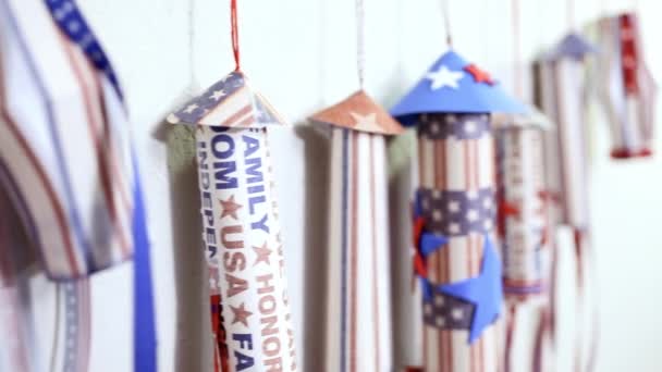 Paper Firecrackers Made Red White Blue Paper July 4Th Celebration — Stock Video