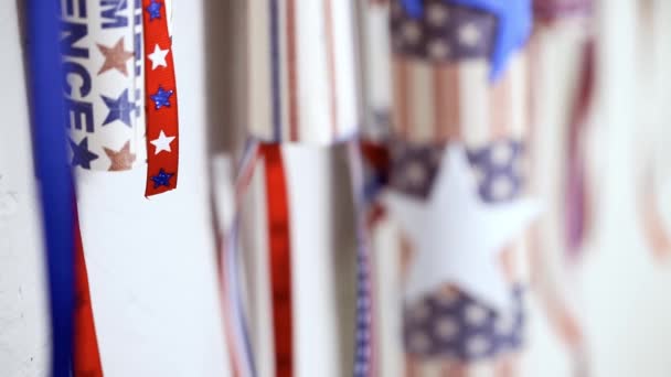 Paper Firecrackers Made Red White Blue Paper July 4Th Celebration — Stock Video