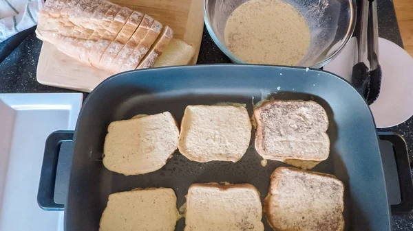 Passo Dopo Passo Preparare French Toast Colazione — Foto Stock