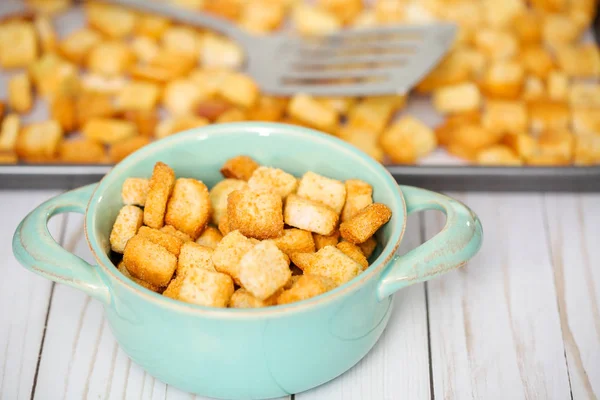 Fresh French Toast Croutons Bowl — Stock Photo, Image