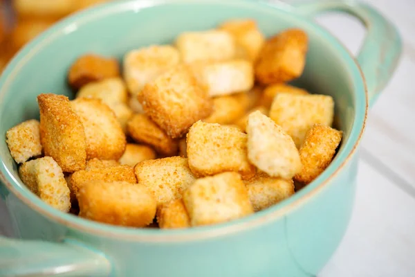 Croutons Torradas Francesas Frescas Tigela — Fotografia de Stock