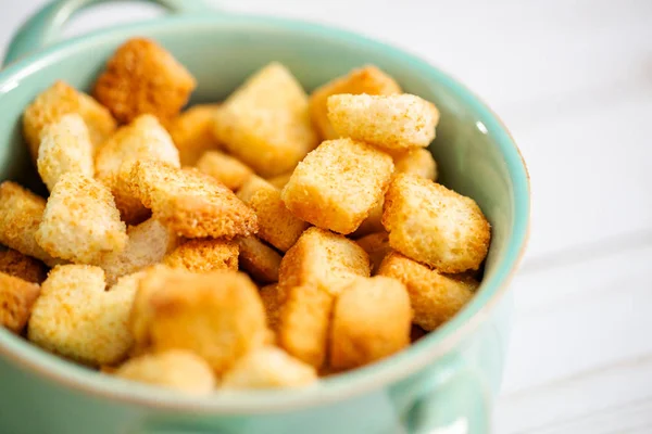 Croutons Tostadas Francés Fresco Tazón — Foto de Stock