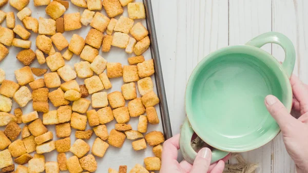 Fresh French Toast Croutons Bowl — Stock Photo, Image