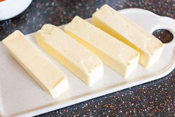 Stap Voor Stap Stokken Van Boter Teller Voor Suiker Koekjes — Stockfoto