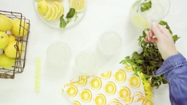 Limonata taze limon ve saman tepsi