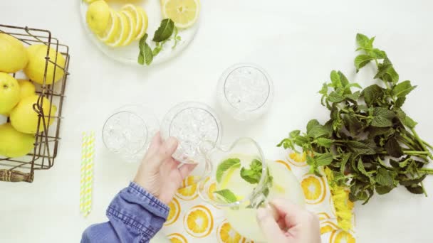 Limonada Con Limones Frescos Paja Bandeja — Vídeos de Stock