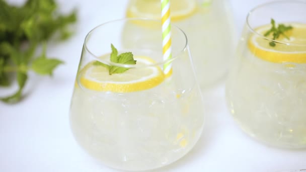 Lemonade Fresh Lemons Straw Tray — Stock Video