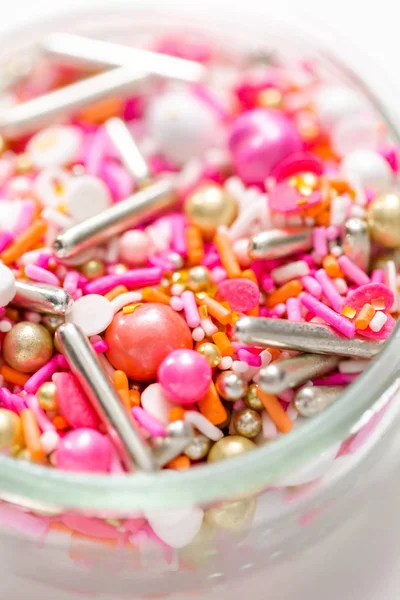 Colorful Pink Sprinkle Blend White Background — Stock Photo, Image
