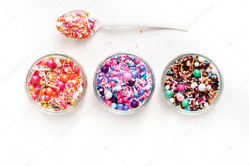 Colorful sprinkle blend on a white background.