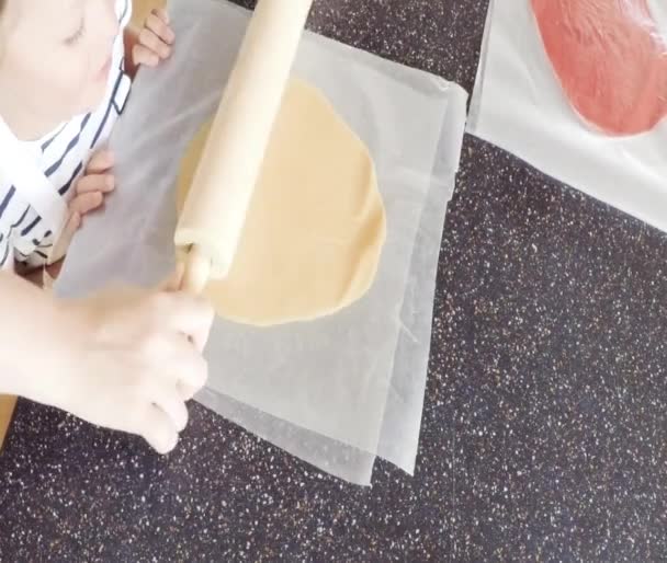 Passo Passo Mãe Filha Assar Biscoitos Açúcar Cozinha — Vídeo de Stock