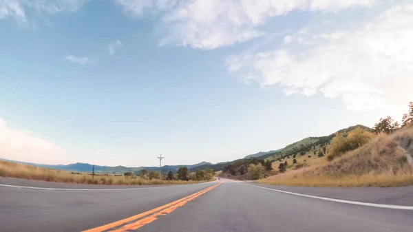 Conduire Sur Route Montagne Entre Estes Park Boulder Soirée — Photo