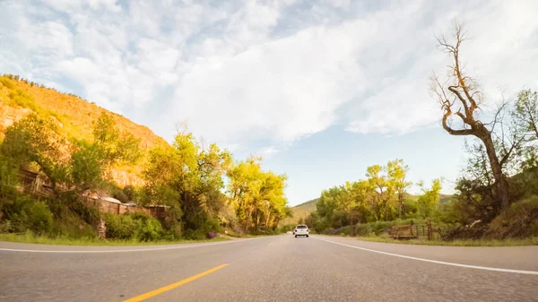 Guidare Sulla Strada Montagna Tra Estes Park Boulder Serata — Foto Stock