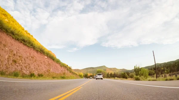 Condução Estrada Montanha Entre Estes Park Boulder Noite — Fotografia de Stock