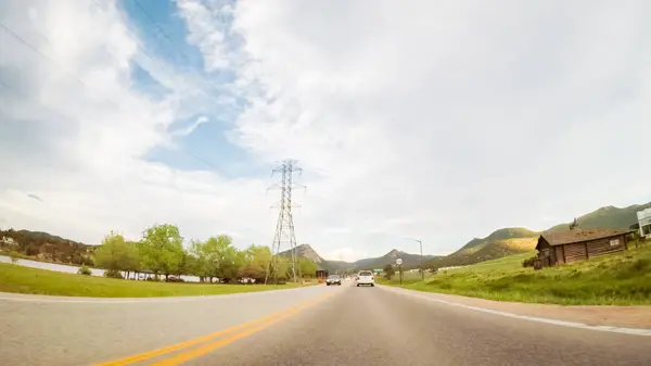 Rijden Een Bergweg Tussen Estes Park Boulder Avond — Stockfoto