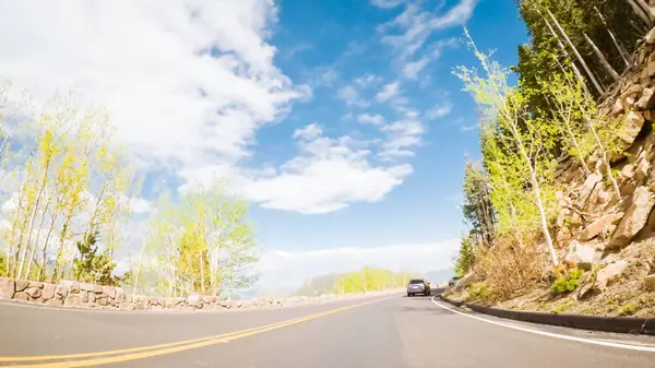Driving Trail Ridge Road Openning Weekend Season Rocky Mountain National — Stock Photo, Image