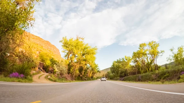 Conducir Por Carretera Montaña Entre Estes Park Boulder Por Noche — Foto de Stock