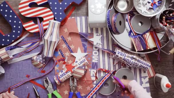 Time Lapse Step Step Mother Daughter Making Paper Firecrackers July — Stock Video