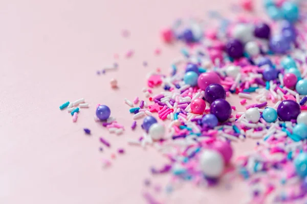 Colorful Purple Sprinkle Blend Pink Background — Stock Photo, Image