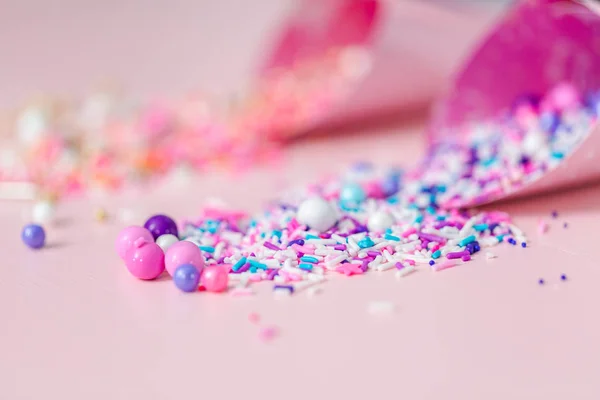 Colorful Pink Purple Sprinkle Blends Pink Background — Stock Photo, Image