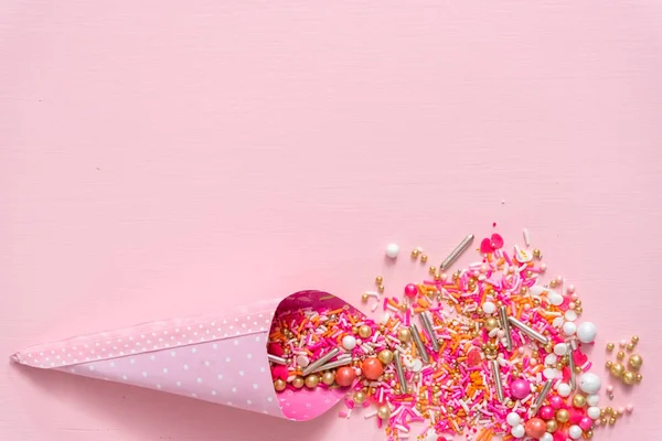 Цветные Розовые Брызги Смесь Розовом Фоне — стоковое фото