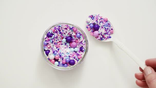 Colorful Purple Sprinkle Blend — Stock Video