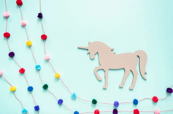 Unfinished Unicorn Cut Out Blue Background — Stock Photo, Image