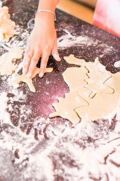 İnişli çıkışlı dışarı ve tek boynuzlu at şeker kurabiye kesme küçük kız.