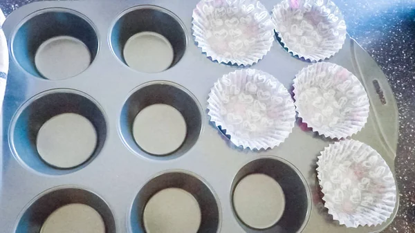 Stap Voor Stap Vanille Cupcakes Bakken — Stockfoto