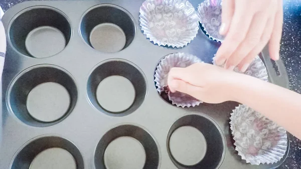 Paso Paso Hornear Cupcakes Vainilla — Foto de Stock