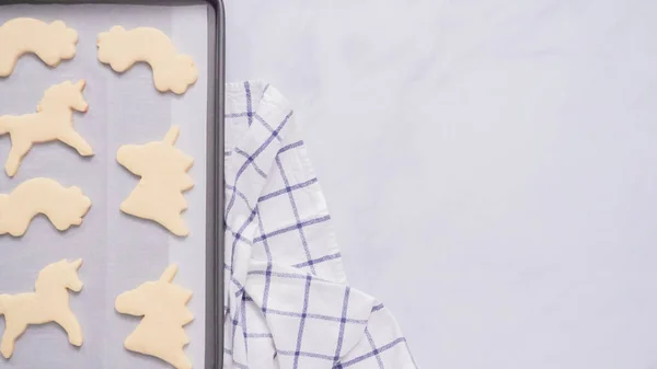 ユニコーン形天板のシュガー クッキー — ストック写真