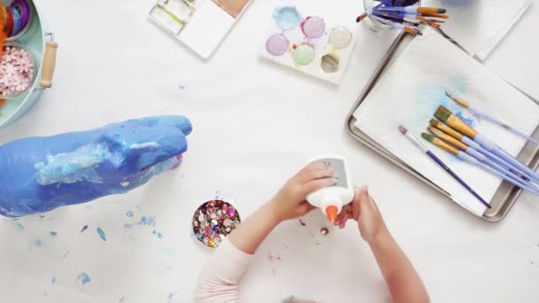 Passo Passo Decoração Papel Pintado Mache Unicórnio Com Flores Papel — Vídeo de Stock