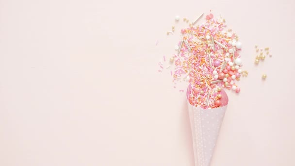 Colorful Pink Sprinkle Blend Pink Background — Stock Video