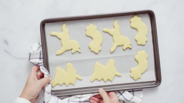 Unicorn Shaped Sugar Cookies Baking Sheet — Stock Video