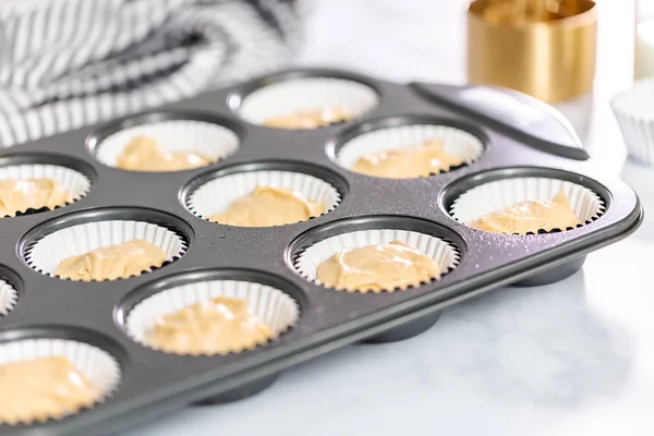 Pâte Cupcake Vanille Dans Une Casserole Cupcake — Photo